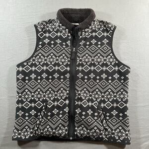 Croft & Barrow Black Gray Fleece with Sherpa Lined Zip Vest Women’s Size PL